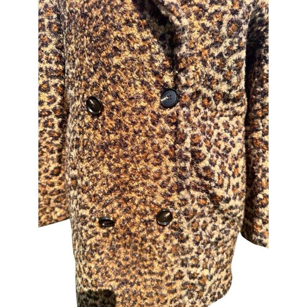 Bernardo Women Faux Fur Coat,‎ Animal Print Double Breasted w Collar Size M - Picture 5 of 8
